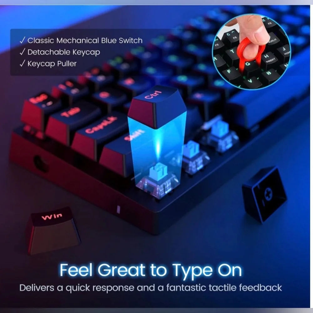 VicTsing PC356ABUS Mechanical Gaming Keyboard, Compatible with Windows, Mac & PC